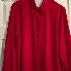 CHICO’S LONG SLEEVE BUTTON UP BLOUSE RED SIZE 2